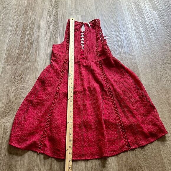 Free People Pink Rose Women's Size 0 Wherever You Go Crocheted Mini Dress Pocket - Picture 2 of 10